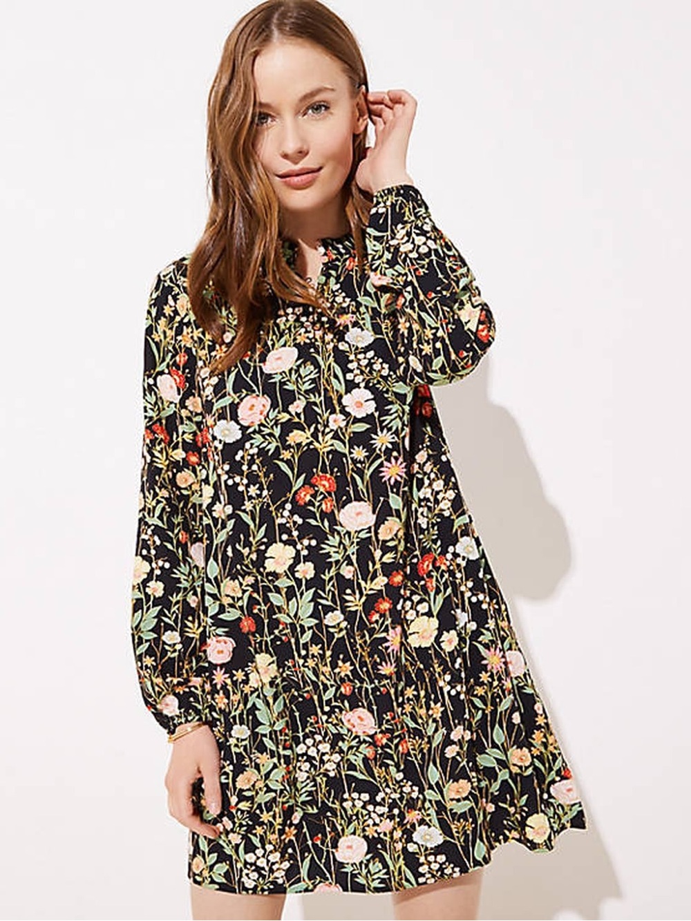 Loft Floral Ruffle Split Neck Dress
Size XS